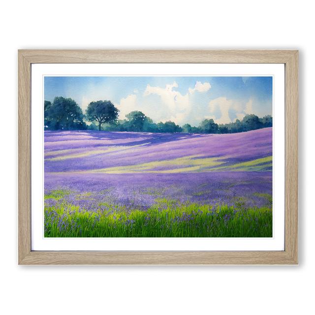 Serene Bluebell Field Vol.1 - Single Picture Frame Painting Marlow Home Co. Size: 34cm H x 46cm W x 2cm D, Frame Colour: Oak on Productcaster.