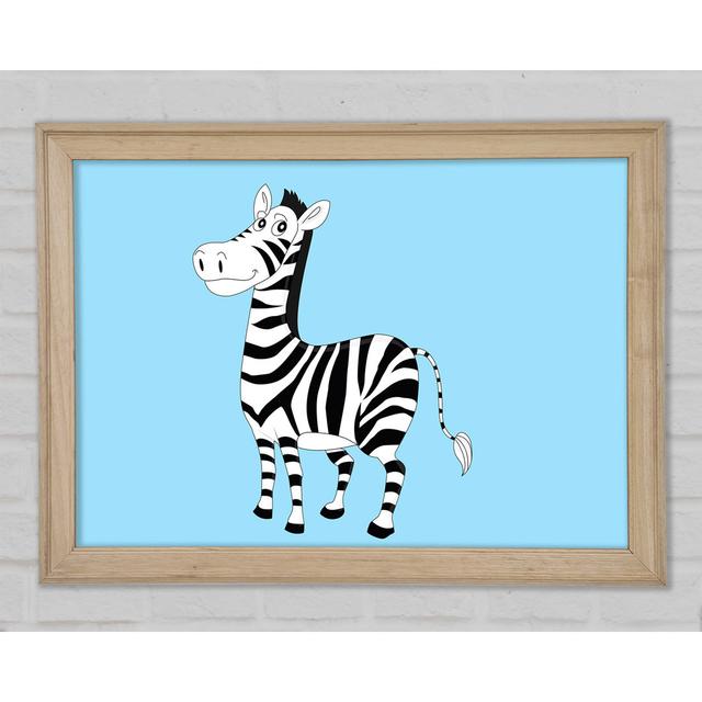 Standing Zebra Baby Blue - Single Picture Frame Art Prints Bloomsbury Market Size: 29.7cm H x 42cm W x 1.5cm D on Productcaster.