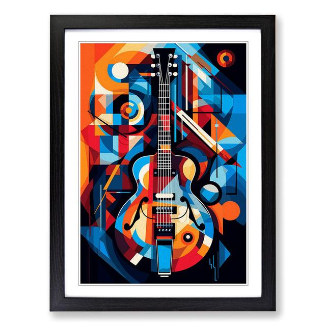 Electric Guitar Cubism - Single Picture Frame Art Prints on Wood Metro Lane Format: Black Framed, Size: 34cm H x 25cm W on Productcaster.