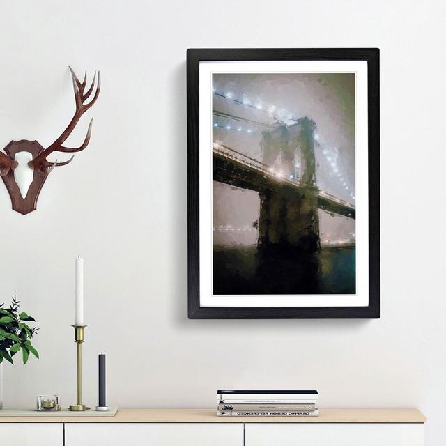 Lights of Brooklyn Bridge in Abstract - Picture Frame Graphic Art Print East Urban Home Size: 48cm H x 36cm W x 2cm D, Frame Option: Black Framed on Productcaster.