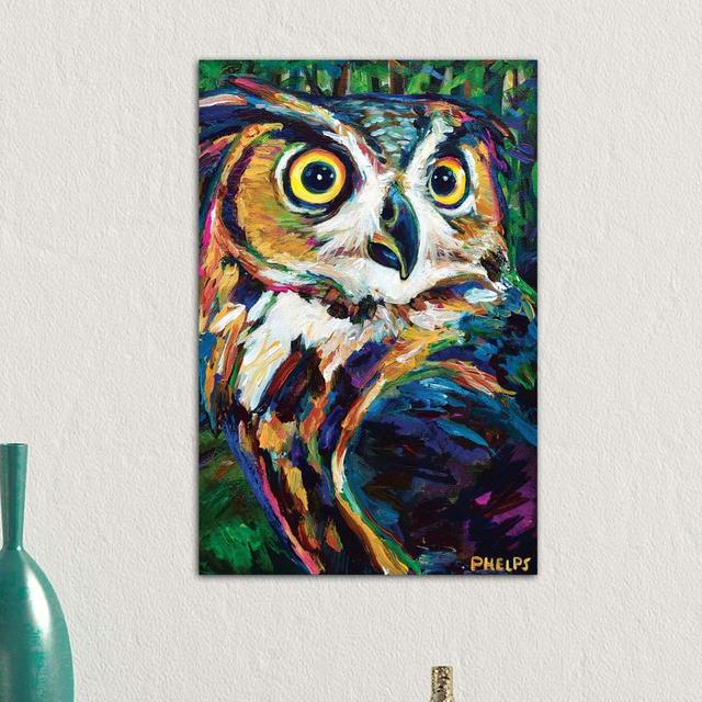 Great Horned Owl by Robert Phelps - Wrapped Canvas Painting Print Latitude Run Size: 66.04cm H x 45.72cm W x 1.91cm D on Productcaster.