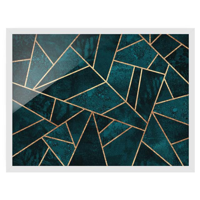 Dark Turquoise with Gold - Picture Frame Graphic Art Canora Grey Frame Option: White Framed, Size: 50cm H x 70cm W x 2cm D on Productcaster.