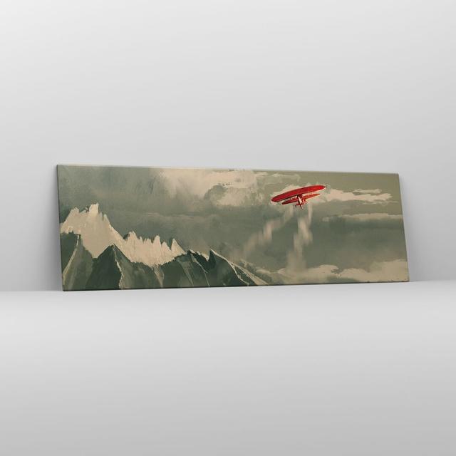 Red Plane Mountains - Wrapped Canvas Painting Union Rustic Size: 50cm H x 160cm W x 1.8cm D on Productcaster.