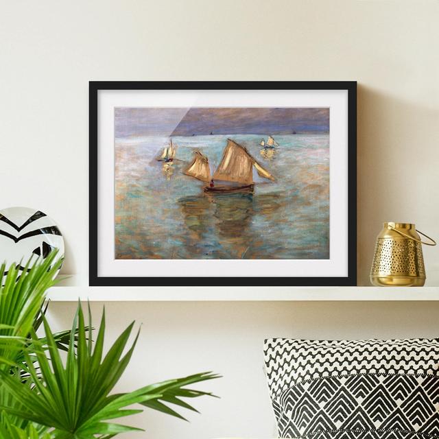 'Fishing Boats at Pourville' by Claude Monet Framed Painting Print East Urban Home Frame Options: Matt black, Size: 50cm H x 70cm W on Productcaster.