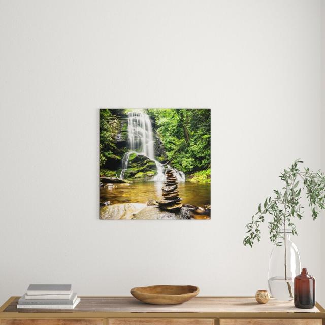 Leinwandbild Zen Steine vor Wasserfall East Urban Home Größe: 60 cm H x 60 cm B on Productcaster.