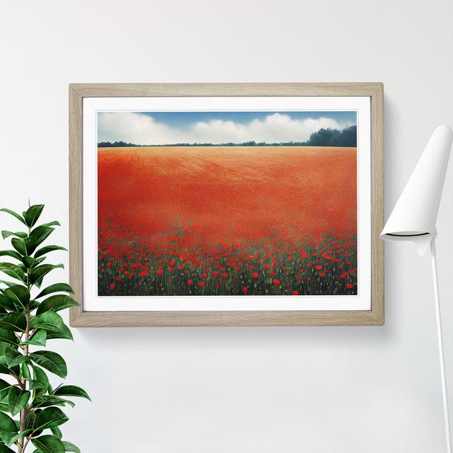 Legendary Poppy Field Flowers - Single Picture Frame Print 17 Stories Frame Colour: Oak Framed, Size: 46cm H x 64cm W x 2cm D on Productcaster.