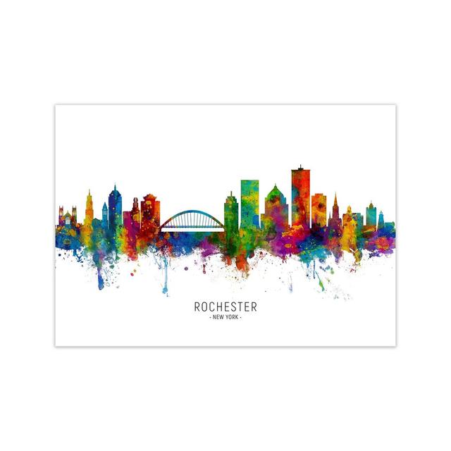 Rochester New York Skyline by Michael Tompsett - Print Ebern Designs Size: 30cm H x 42cm W x 1cm D, Format: Unframed on Productcaster.