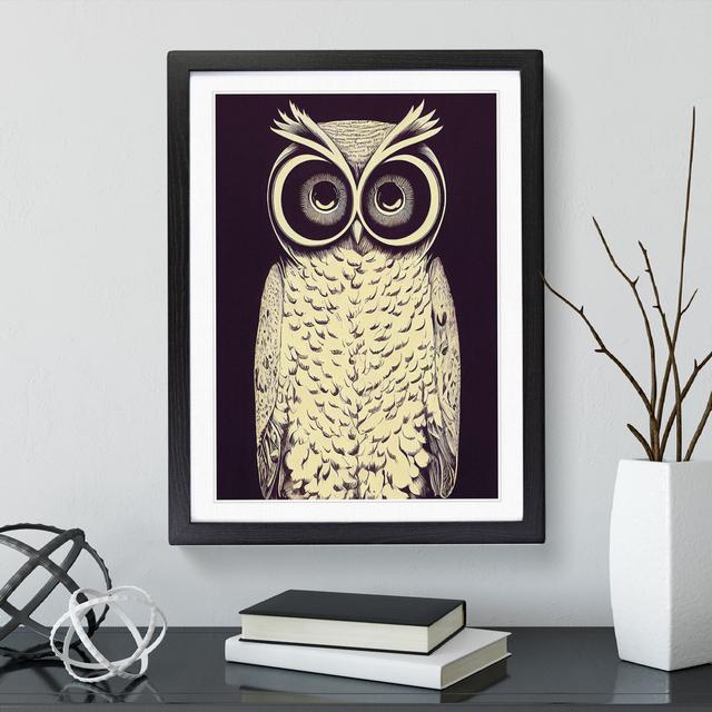 A Stylish Owl - Single Picture Frame Painting Alpen Home Frame Colour: Black, Size: 34cm H x 25cm W x 2cm D on Productcaster.