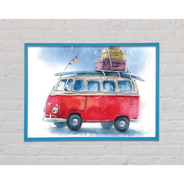 Delightful Camper Framed Print Highland Dunes Size: 42cm H x 59.7cm W x 2cm D, Format: Blue Framed Paper on Productcaster.