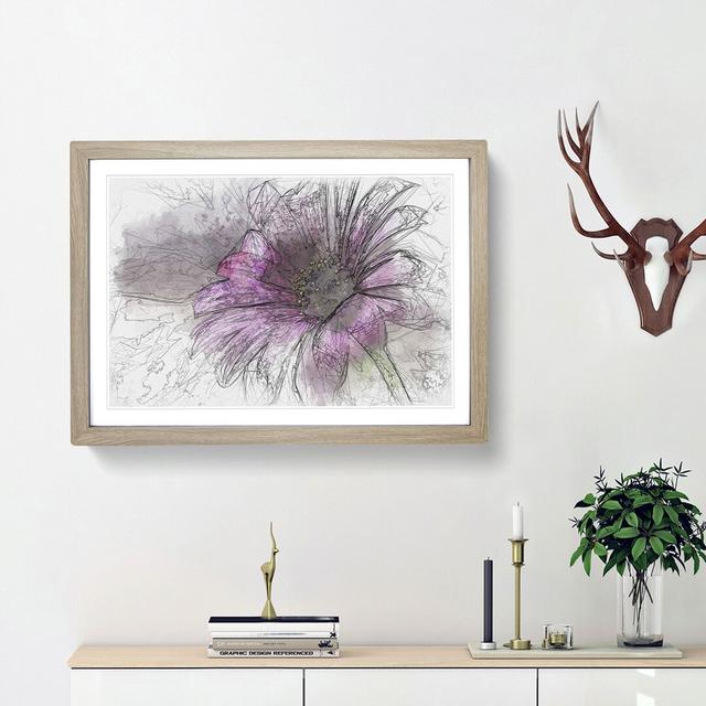 Purple Daisy Sketch - Picture Frame Graphic Art Print East Urban Home Frame Option: Oak Framed, Size: 62cm H x 87cm W x 2cm D on Productcaster.