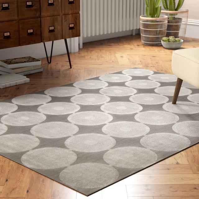 Aislinn Geometric Machine Woven Grey Area Rug Metro Lane Rug Size: Rectangle 160 x 226cm on Productcaster.