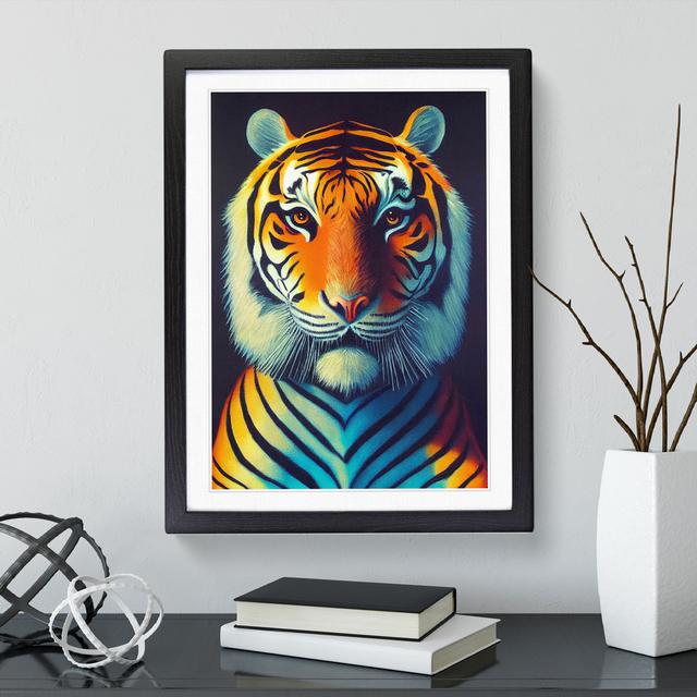 Tiger In Technicolour - Single Picture Frame Print World Menagerie Frame Colour: Black, Size: 64cm H x 46cm W x 2cm D on Productcaster.