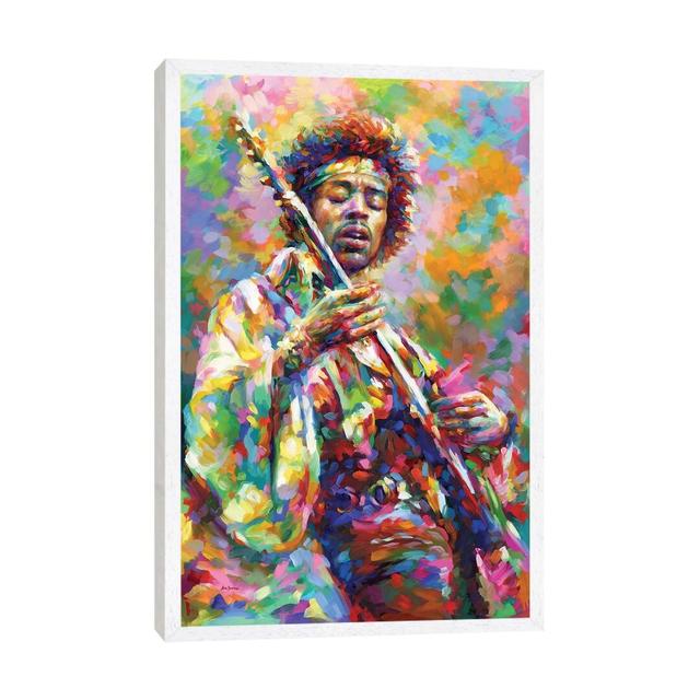 Jimi Hendrix - Print on Canvas Ebern Designs Size: 66.04cm H x 45.72cm W x 3.81cm D, Format: White Framed on Productcaster.