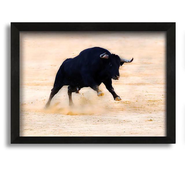 Bull Play - Picture Frame Photograph on Canvas Natur Pur Size: 30cm H x 42cm W x 10cm D on Productcaster.