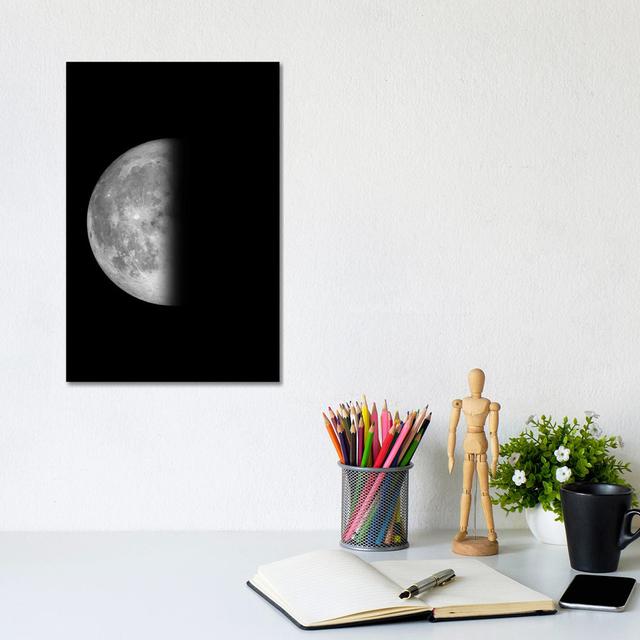 Last Quarter Moon - Black by GetYourNerdOn - Wrapped Canvas Photograph Latitude Run Size: 30.48cm H x 20.32cm W x 1.91cm D on Productcaster.