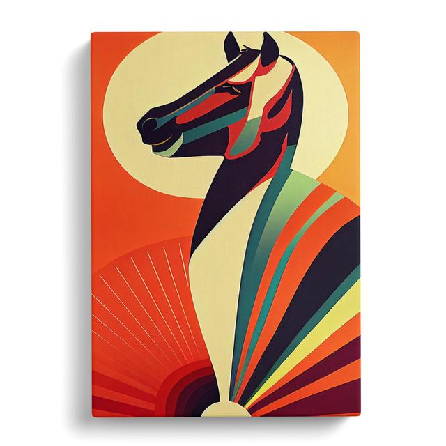 Art Deco Horse No.5 - Wrapped Canvas Print Natur Pur Size: 76cm H x 50cm W x 3cm D on Productcaster.