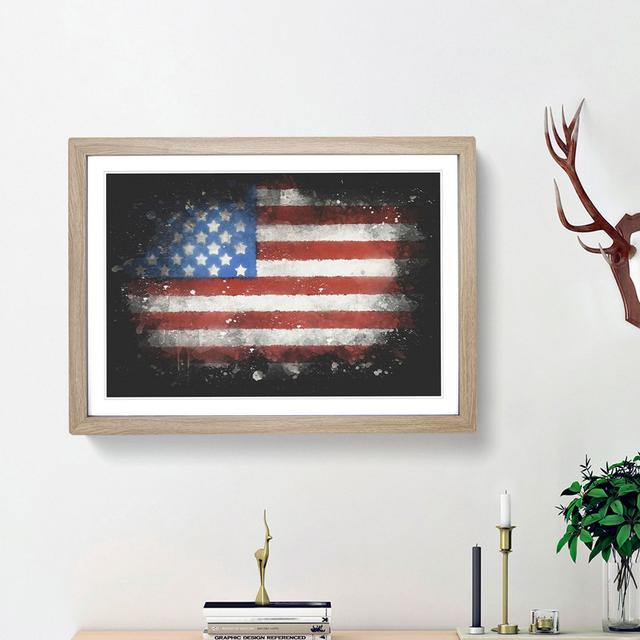 Painted American Flag - Picture Frame Graphic Art Print East Urban Home Size: 62cm H x 87cm W x 2cm D, Frame Option: Oak Framed on Productcaster.