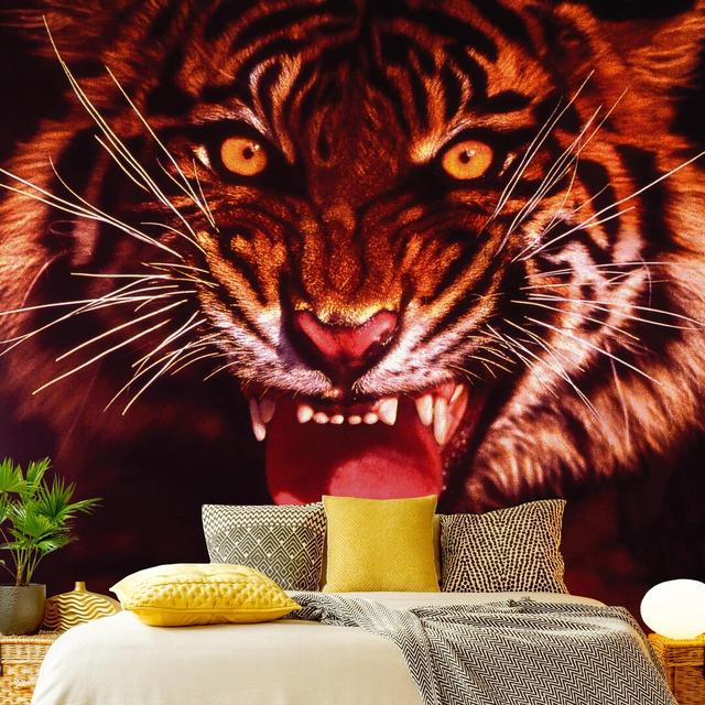 Wild Tiger 1.92m x 1.92m Textured Matt Peel & Stick Wall Mural East Urban Home on Productcaster.