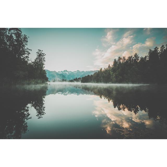 Lake Matheson Nature Panorama at Sunrise, New Zealand House of Hampton Size: 81cm H x 122cm W on Productcaster.