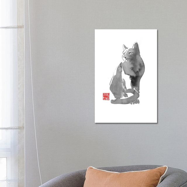 Grey Cat by Péchane - Painting on Canvas Bloomsbury Market Format: Wrapped Canvas, Size: 66.04cm H x 45.72cm W x 3.81cm D on Productcaster.