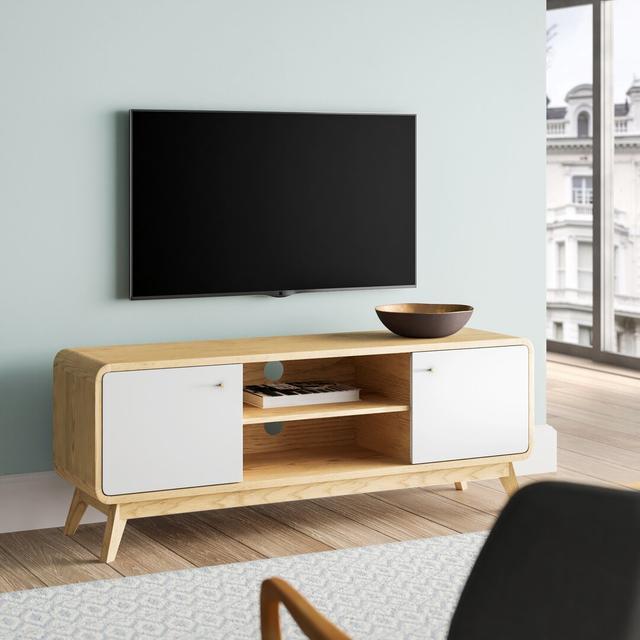 Justine TV Stand for TVs up to 60" Hykkon Colour: Oak/White on Productcaster.