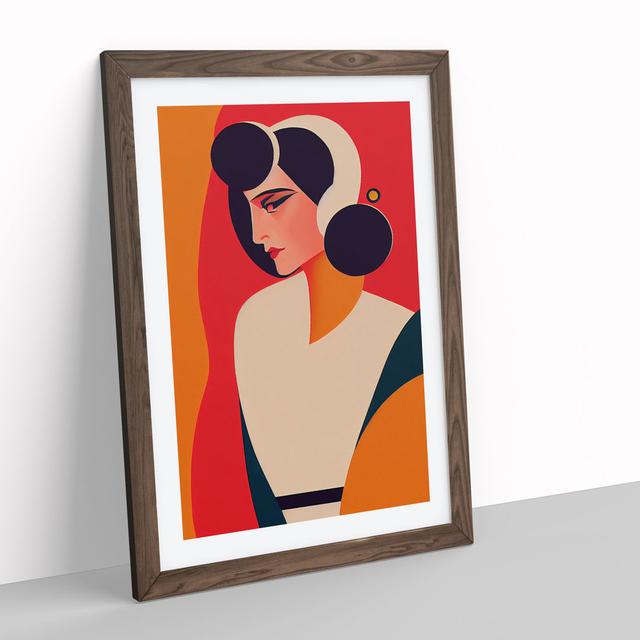 Woman in Deco No.6 - Picture Frame Graphic Art Marlow Home Co. Frame Colour: Walnut, Size: 46cm H x 34cm W x 2cm D on Productcaster.