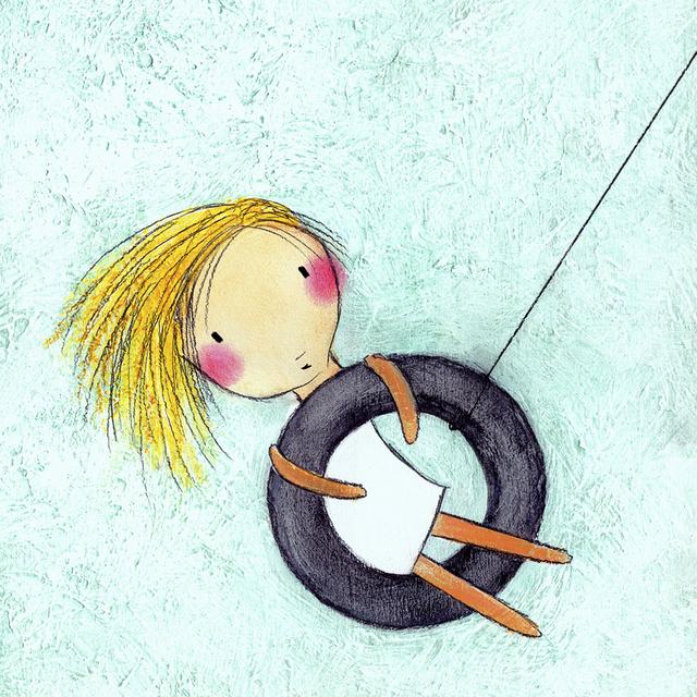 Tire Swing by Carla Sonheim - Wrapped Canvas Graphic Art Zoomie Kids Size: 122cm H x 122cm W on Productcaster.