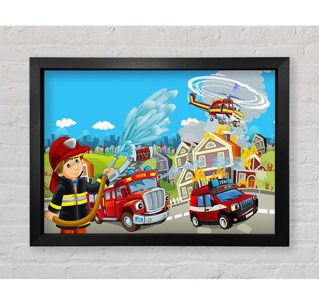 Fireman Rescue - Single Picture Frame Print Harriet Bee Size: 84.1cm H x 118.9cm W x 3.4cm D on Productcaster.