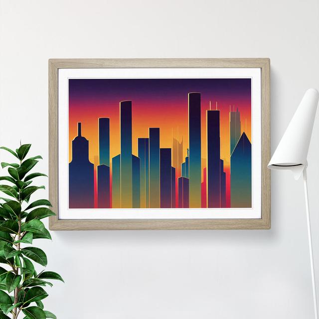 City Skyline Vol.5 - Picture Frame Graphic Art 17 Stories Size: 25cm H x 34cm W x 2cm D, Frame Colour: Oak Framed on Productcaster.