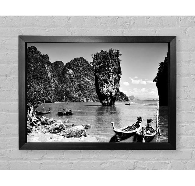 Paradise Island Boats B N W - Print Bright Star Size: 59.7cm H x 84.1cm W on Productcaster.