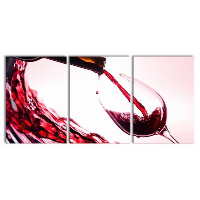 Wine - 3 Piece Wrapped Canvas Photograph Print East Urban Home Size: 100 cm H x 210 cm W x 2.4cm D on Productcaster.