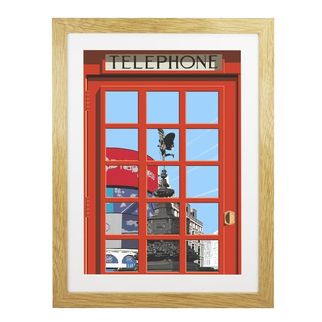 'London Telephone Box 9' - Graphic Art Print on Paper 17 Stories Frame Option: Oak Framed, Size: 40cm H x 30cm W x 3cm D on Productcaster.