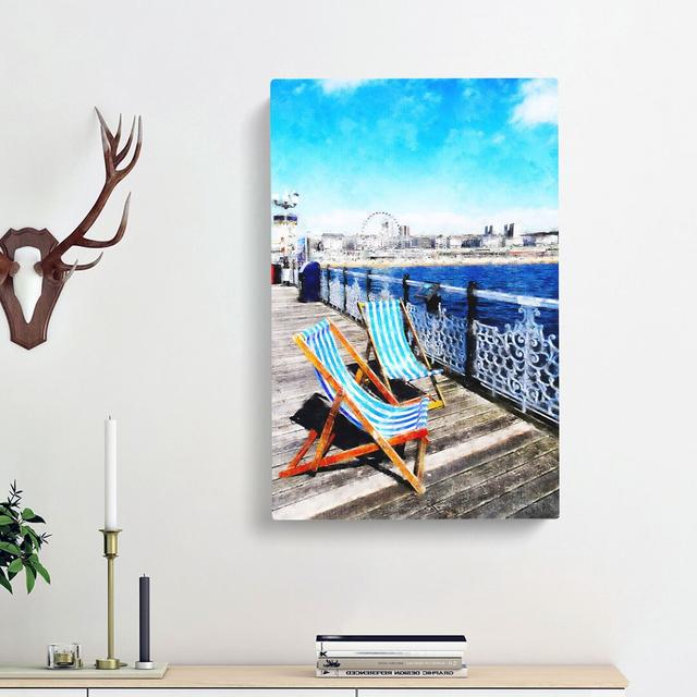 Upon Brighton Beach Pier - Wrapped Canvas Graphic Art Print East Urban Home Size: 91cm H x 60cm W x 3cm D on Productcaster.