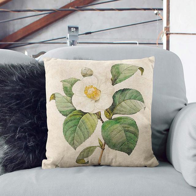 Japanese Camellia by Pierre-Joseph Redoute Cushion with Filling East Urban Home Backing Colour: Stone, Size: 40cm H x 40cm W x 15cm D on Productcaster.