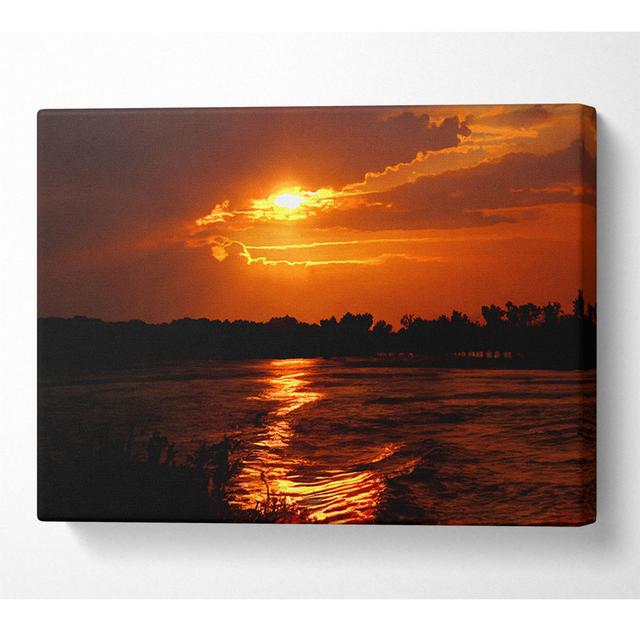 Orange Waves Lapping - Wrapped Canvas Art Prints House of Hampton Size: 35.6cm H x 50.8cm W x 10cm D on Productcaster.