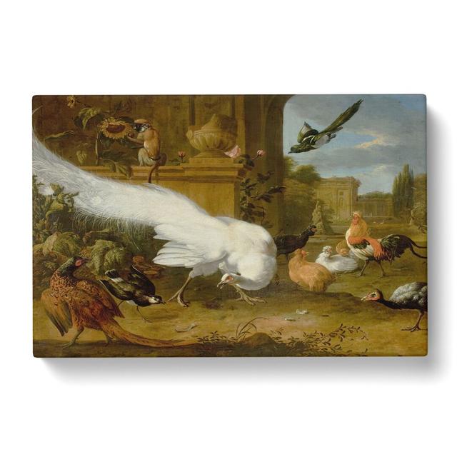 Fowls and a White Peacock by Melchior D'Hondecoeter - Wrapped Canvas Painting East Urban Home Size: 40cm H x 60cm W x 3cm D on Productcaster.