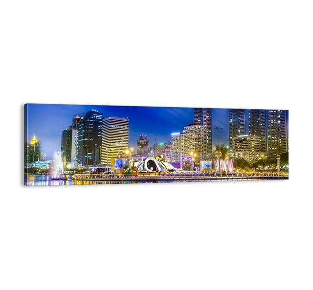 Rainbow Metropolis Night - Unframed Photograph Print on Canvas Latitude Run Size: 50cm H x 160cm W x 1.8cm D on Productcaster.