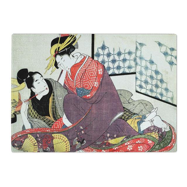 Tempered Glass the Two Lovers by Kitagawa Utamaro Chopping Board East Urban Home Size: 39 cm x 28.5 cm on Productcaster.