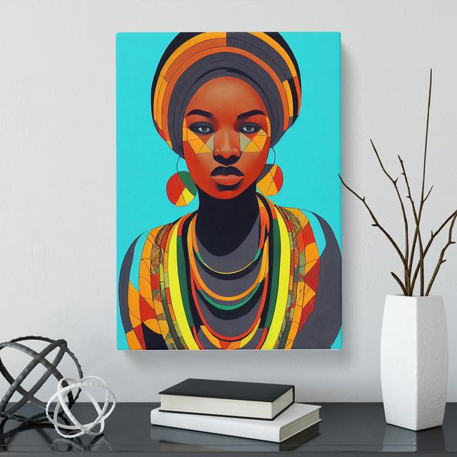 African Woman Geometric Vol.3 - Wrapped Canvas Graphic Art World Menagerie Size: 76cm H x 50cm W x 3cm D on Productcaster.