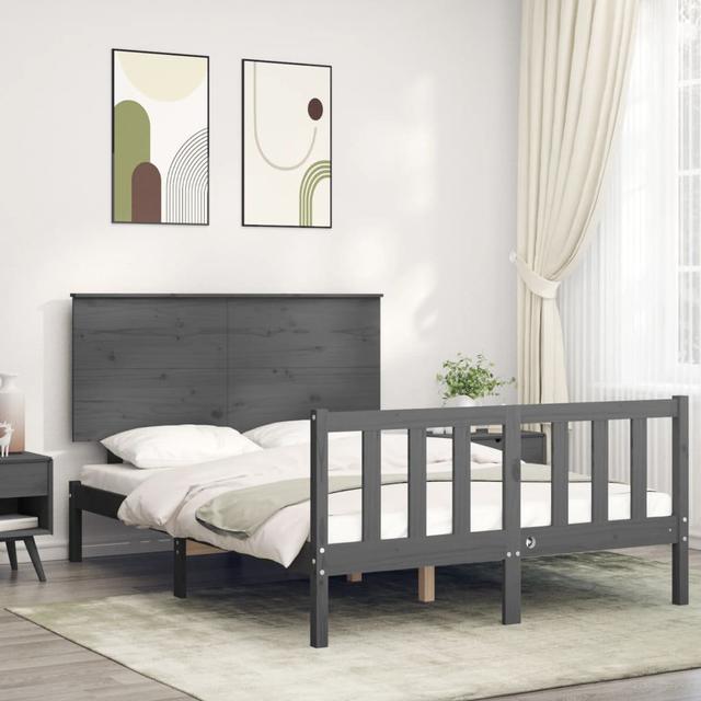 Bed Frame with Headboard Marlow Home Co. Size: 120 x 200cm, Colour: Grey on Productcaster.