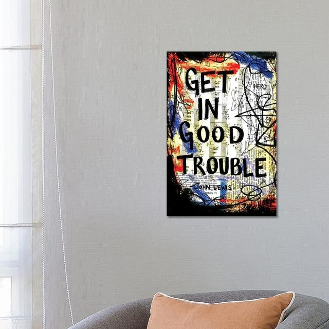 Good Trouble John Lewis Quote Happy Larry Format: Wrapped Canvas, Size: 66.04cm H x 45.72cm W x 3.81cm D on Productcaster.