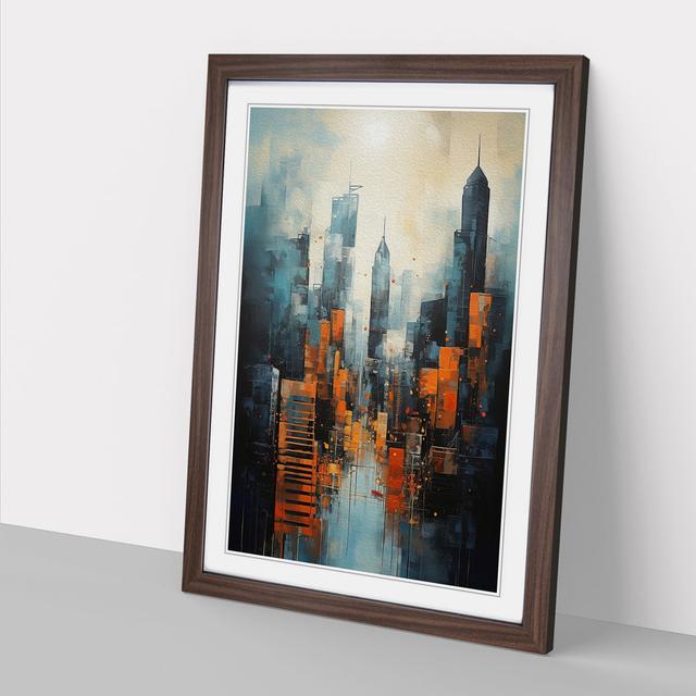 Skyline Contemporary 17 Stories Size: 64cm H x 46cm W x 2cm D, Frame Colour: Walnut on Productcaster.