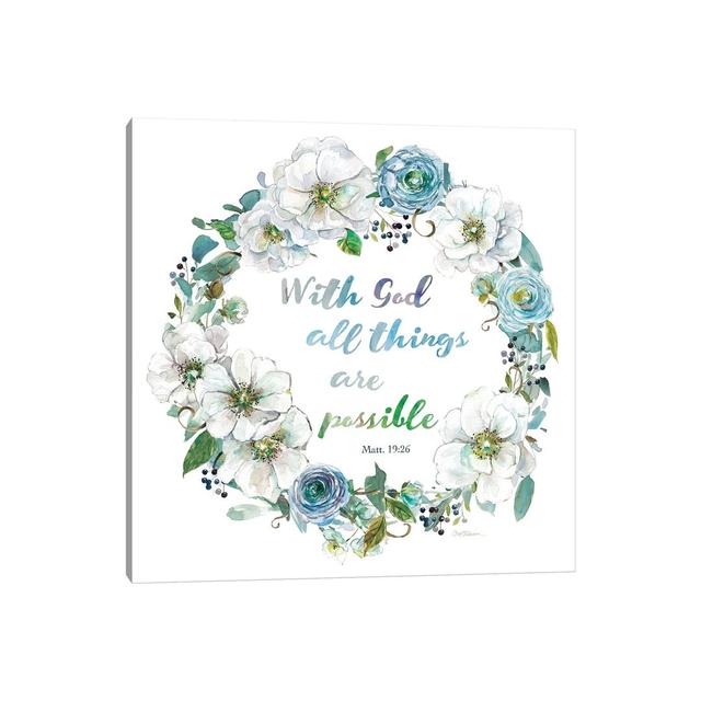 Floral Scripture Wreath II by Carol Robinson - Wrapped Canvas Typography World Menagerie Size: 45.72cm H x 45.72cm W x 1.91cm D on Productcaster.