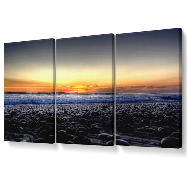 Stones On The Beach Canvas 3 Panel Set Highland Dunes Size: 121.9cm H x 243.8cm W on Productcaster.