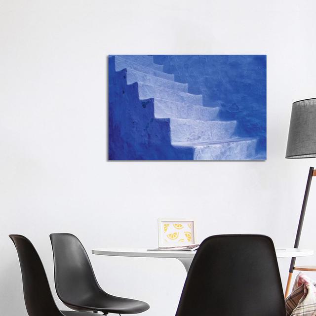 North Africa, Morocco, Chefchaouen. Blue Stairs And Wall. by - Wrapped Canvas ClassicLiving Size: 66.04cm H x 101.6cm W x 1.91cm D on Productcaster.