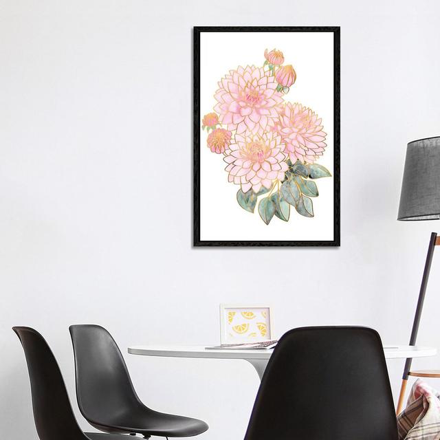 Pacey Dahlias Bouquet In Pink Watercolor by Blursbyai - Gallery-Wrapped Canvas Giclée on Canvas Lark Manor Format: Black Framed, Size: 101.6cm H x 66. on Productcaster.