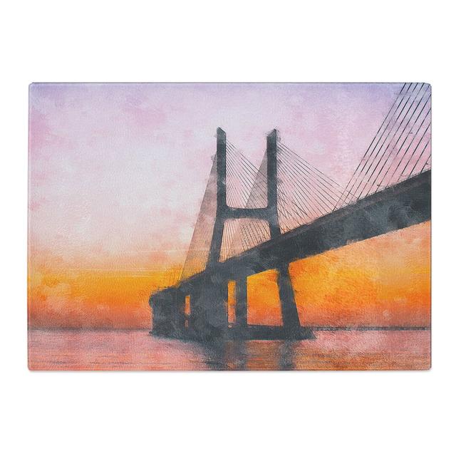 Tempered Glass Vasco Da Gama Bridge in Portugal Abstract Painting Chopping Board East Urban Home Size: 28.5 cm x 39 cm on Productcaster.