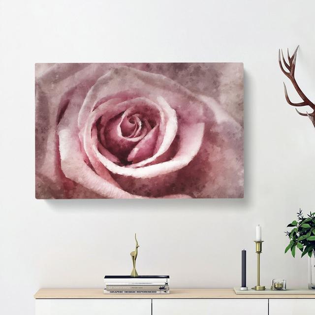 Pretty in Pink Rose Flower - Wrapped Canvas Graphic Art Print East Urban Home Size: 40cm H x 60cm W x 3cm D on Productcaster.