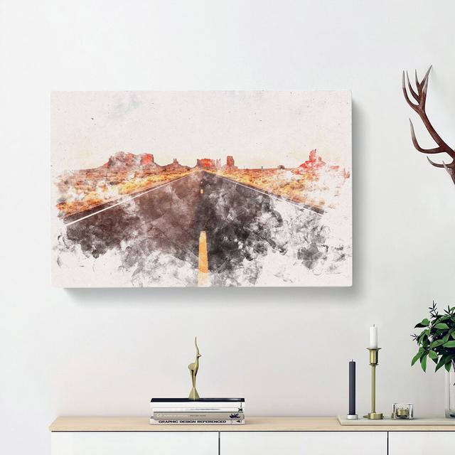 Road Through Arizona - Wrapped Canvas Graphic Art Print East Urban Home Size: 60cm H x 91cm W x 3cm D on Productcaster.