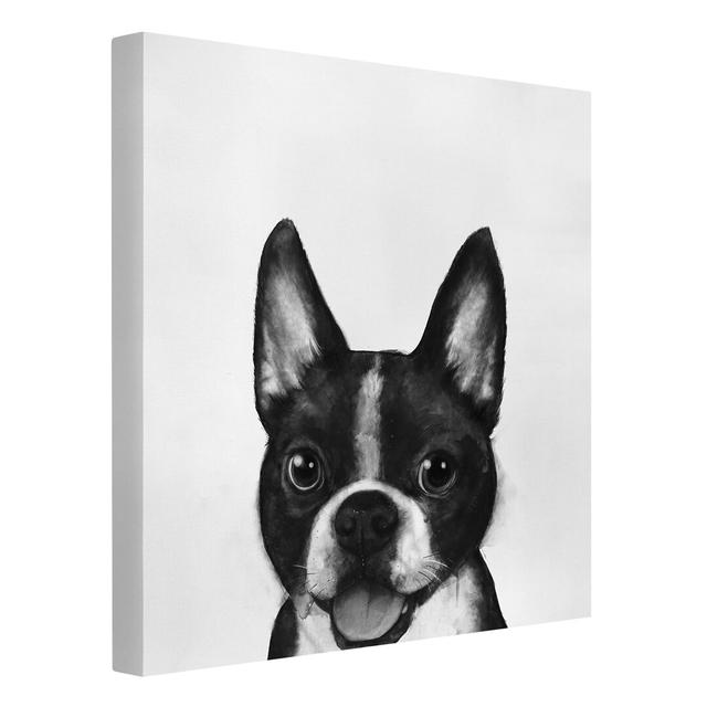 Dog Boston Black And White Painting Wrapped Canvas Graphic Art Print Rosalind Wheeler on Productcaster.